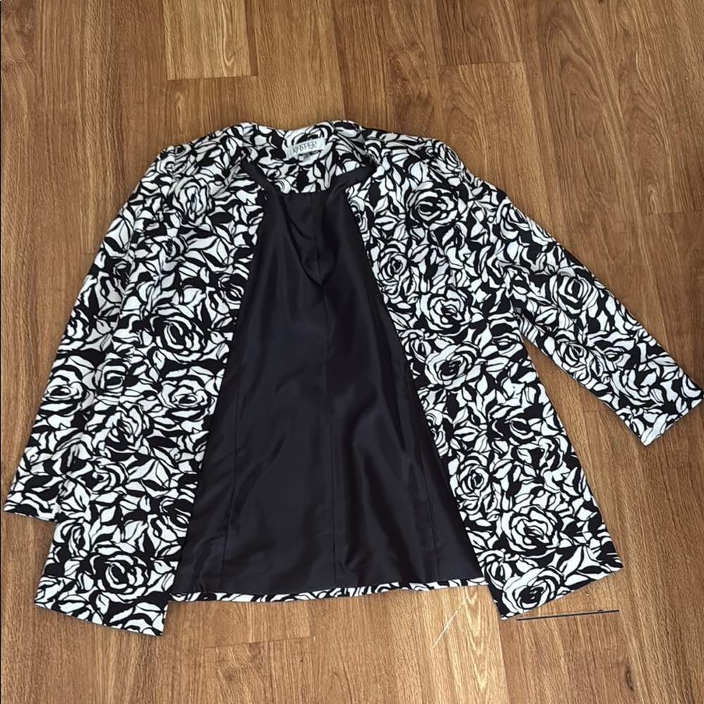 Kasper Black and White Floral Blazer